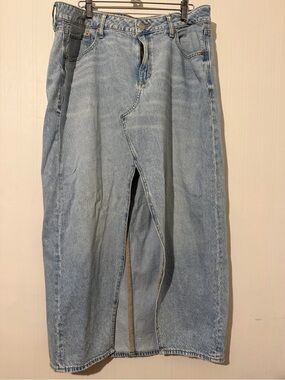 American Eagle Outfitters Light Blue Relaxed Denim long Skirt- 14